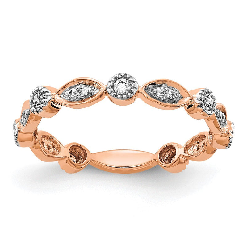 14K Roségold Damen-Ring mit natürlichen Diamanten, ausgefallenes Design