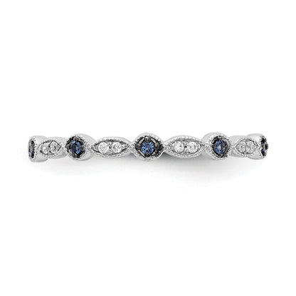 14K Weißgold Ring mit blauen und weißen natürlichen Diamanten, Fashion-Design