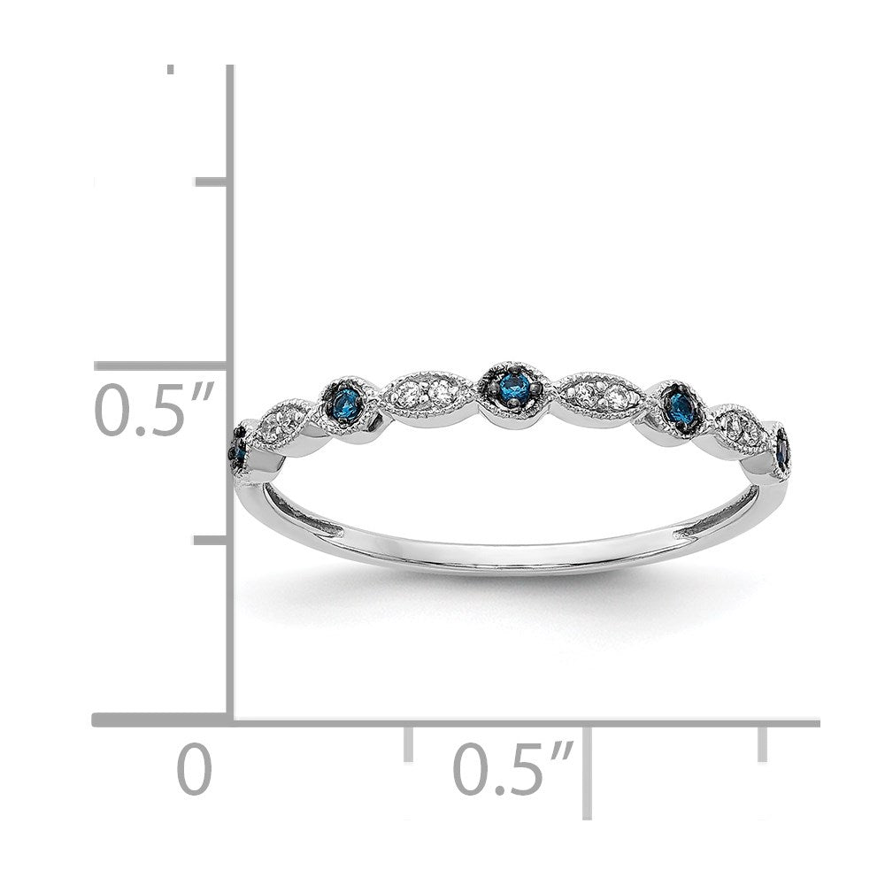 14K Weißgold Ring mit blauen und weißen natürlichen Diamanten, Fashion-Design