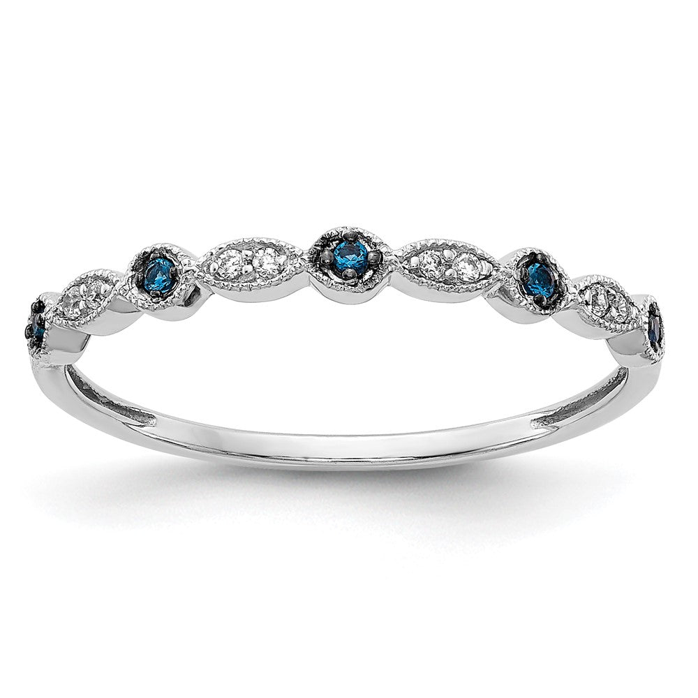 14K Weißgold Ring mit blauen und weißen natürlichen Diamanten, Fashion-Design