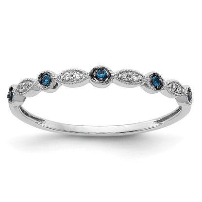 14K Weißgold Ring mit blauen und weißen natürlichen Diamanten, Fashion-Design
