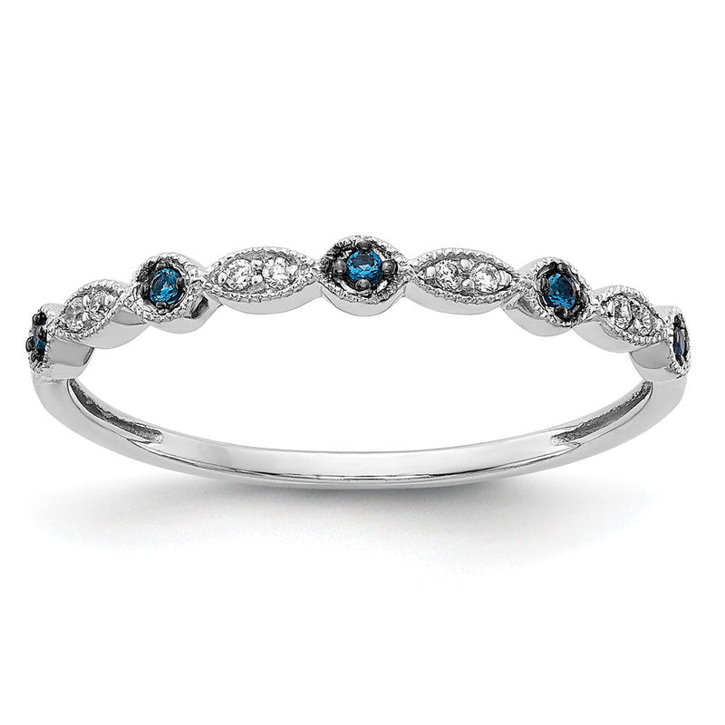 14K Weißgold Ring mit blauen und weißen natürlichen Diamanten, Fashion-Design