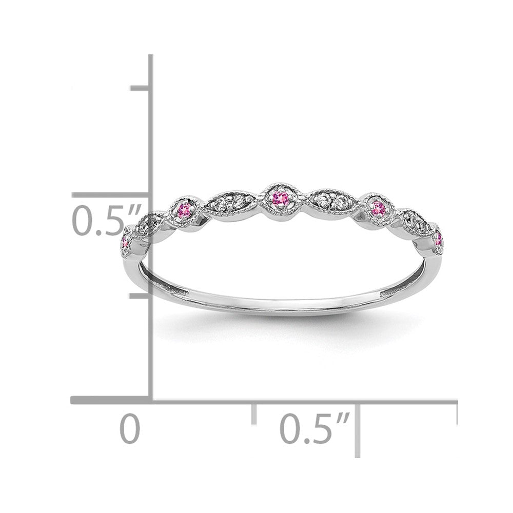 10K Weißgold 10K Diamant und Rosa Saphir Fantasie Ring