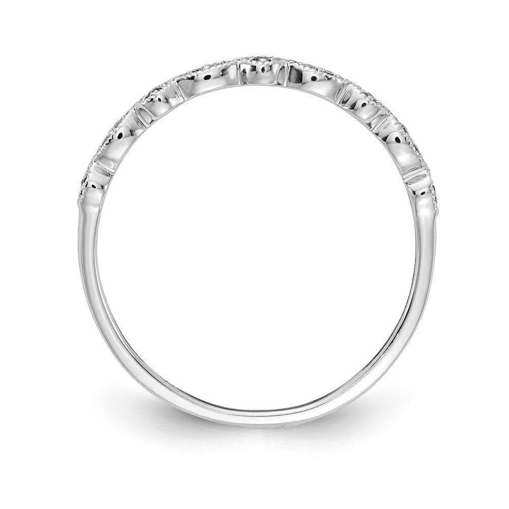14K Weißgold Ring mit echten Diamanten und rosa Saphiren, Fancy-Design