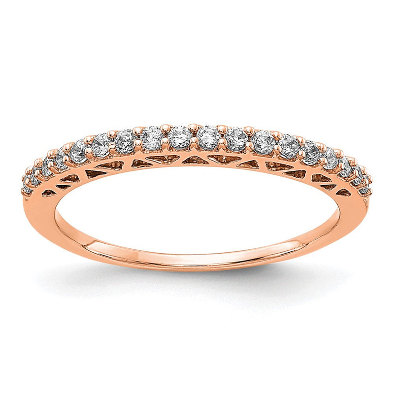 14K Roségold Ring mit natürlichen Diamanten, poliert