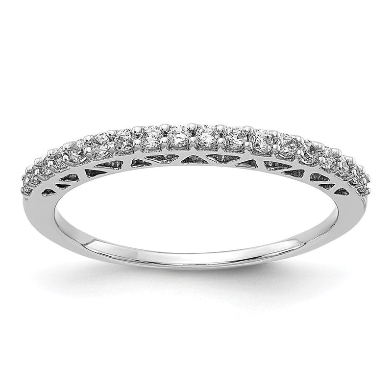 14K Weißgold Ring poliert mit natürlichen Diamanten