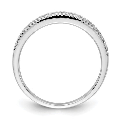 14K Weißgold Ring mit Diamanten und perlenbesetztem Rand