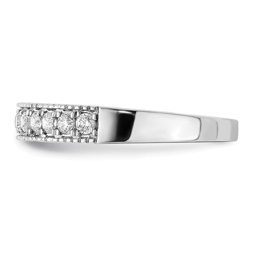 14K Weißgold Ring mit Diamanten und perlenbesetztem Rand