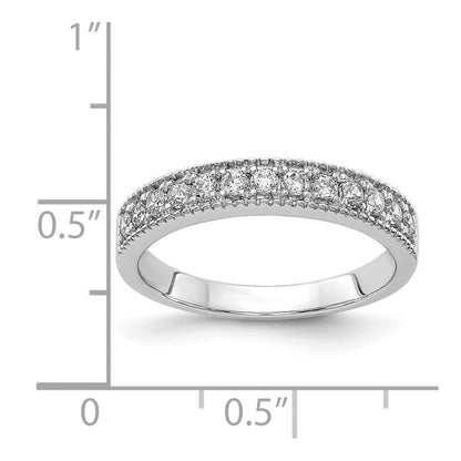 14K Weißgold Ring mit Diamanten und perlenbesetztem Rand
