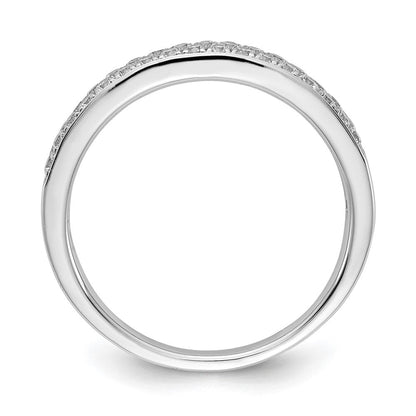 14K Weißgold Ring mit 2 Reihen natürlicher Diamanten