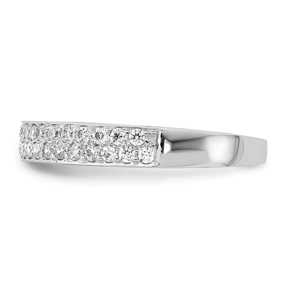14K Weißgold Ring mit 2 Reihen natürlicher Diamanten