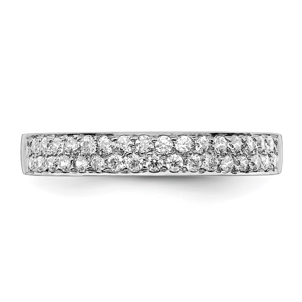 14K Weißgold Ring mit 2 Reihen natürlicher Diamanten