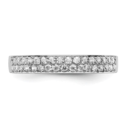 14K Weißgold Ring mit 2 Reihen natürlicher Diamanten