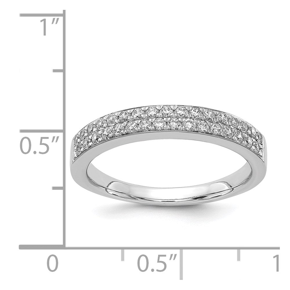 14K Weißgold Ring mit 2 Reihen natürlicher Diamanten