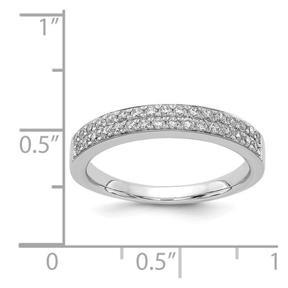 14K Weißgold Ring mit 2 Reihen natürlicher Diamanten