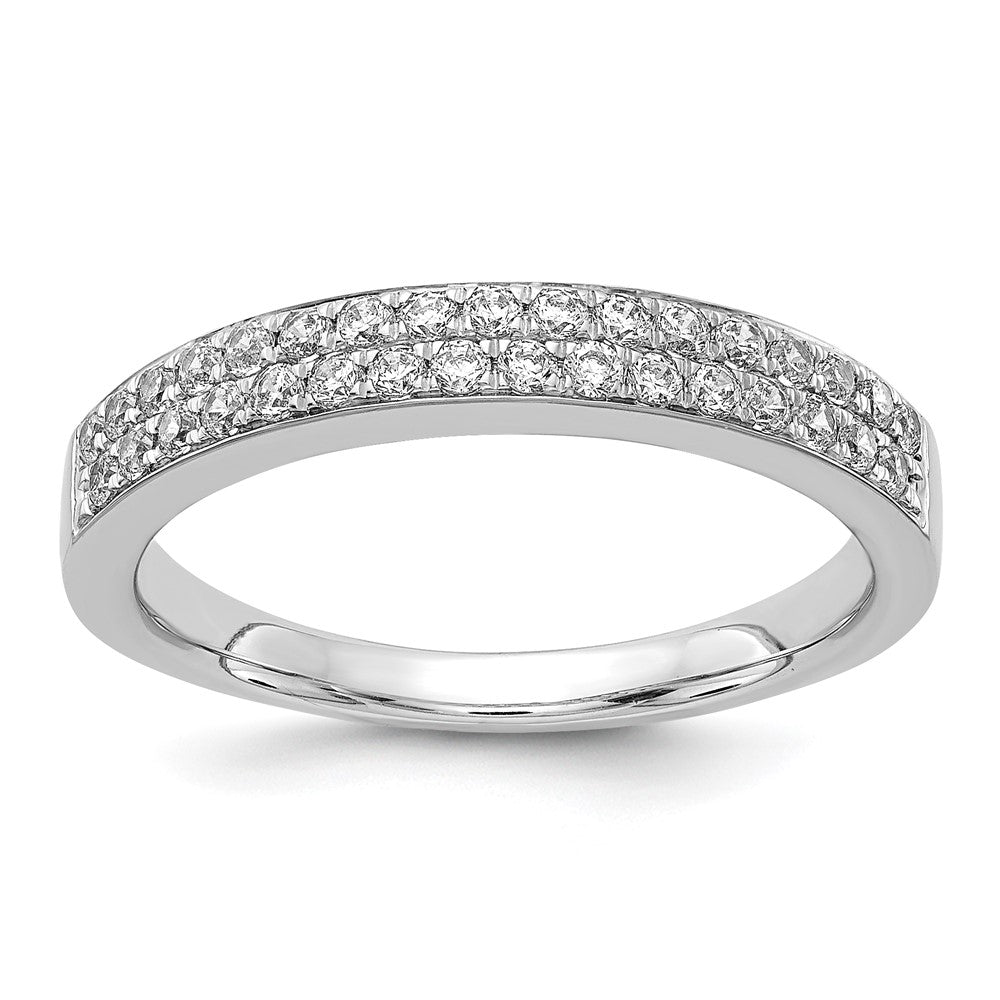 14K Weißgold Ring mit 2 Reihen natürlicher Diamanten