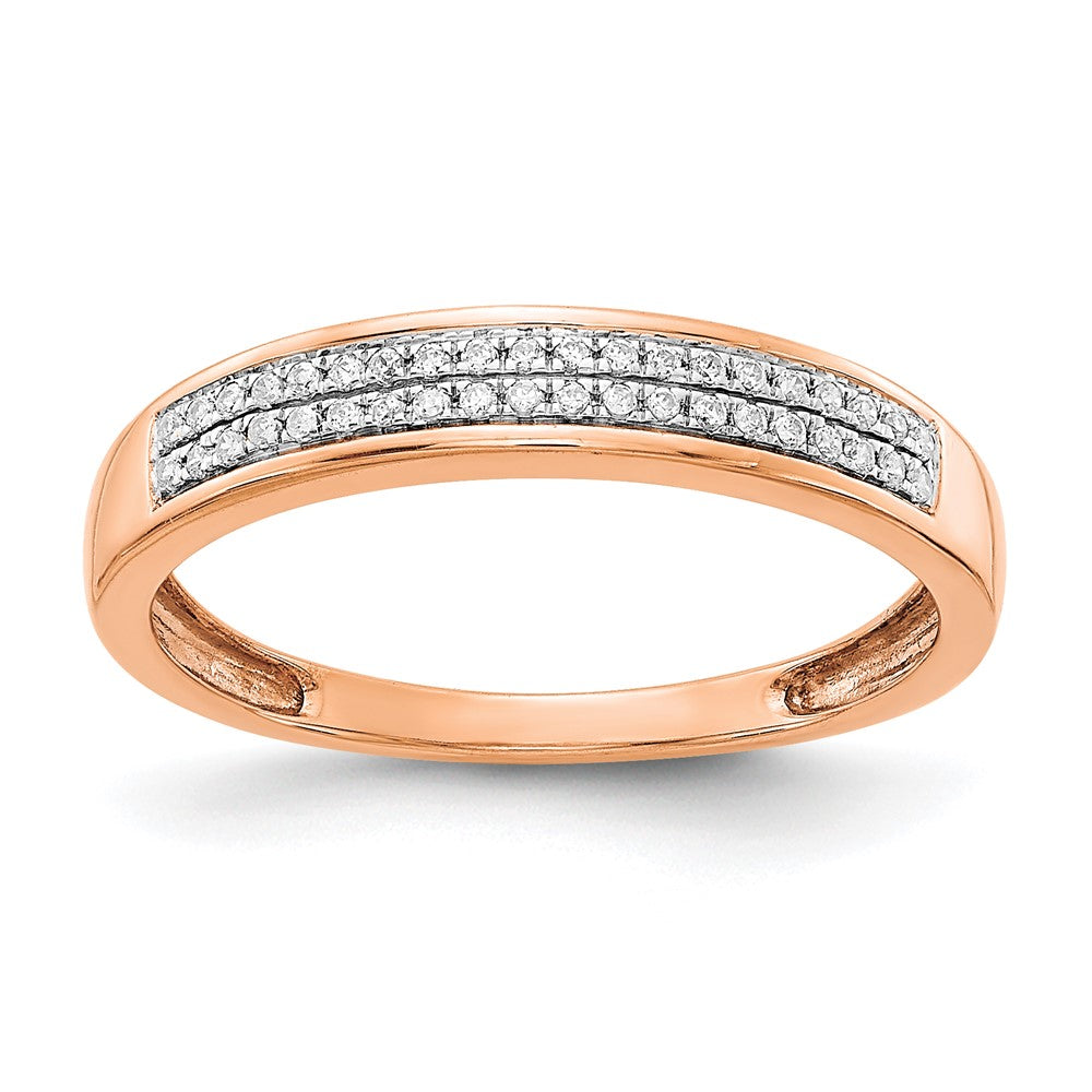 14K Roségold Ring mit 2 Reihen natürlichen Diamanten