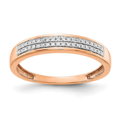 14K Roségold Ring mit 2 Reihen natürlichen Diamanten