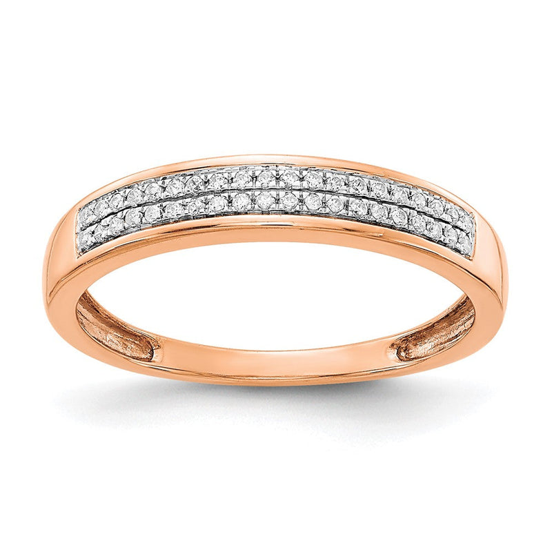 14K Roségold Ring mit 2 Reihen natürlichen Diamanten