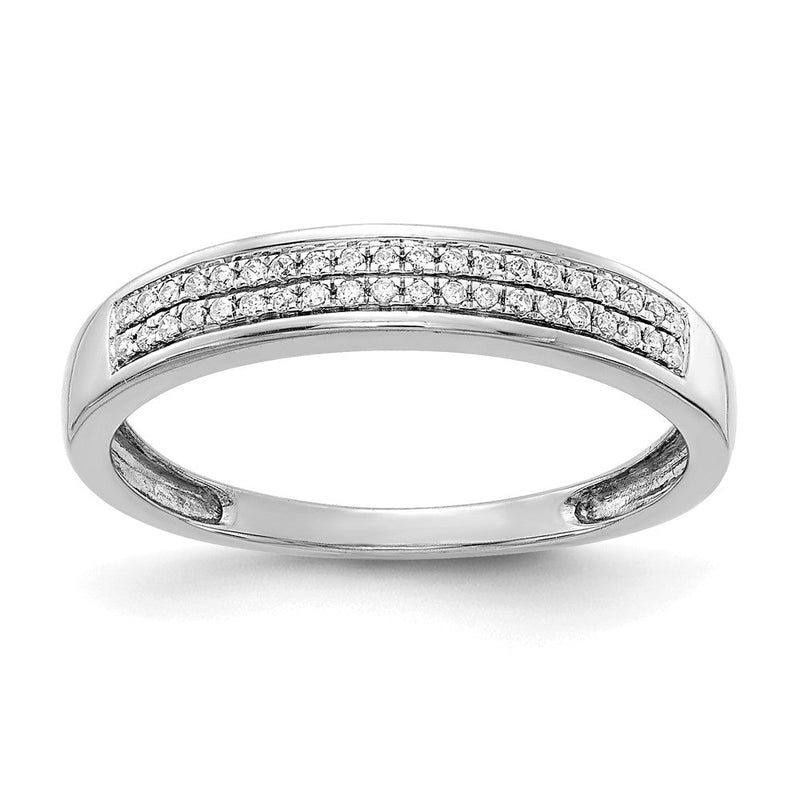 14K Weißgold Ring mit Diamanten in 2 Reihen