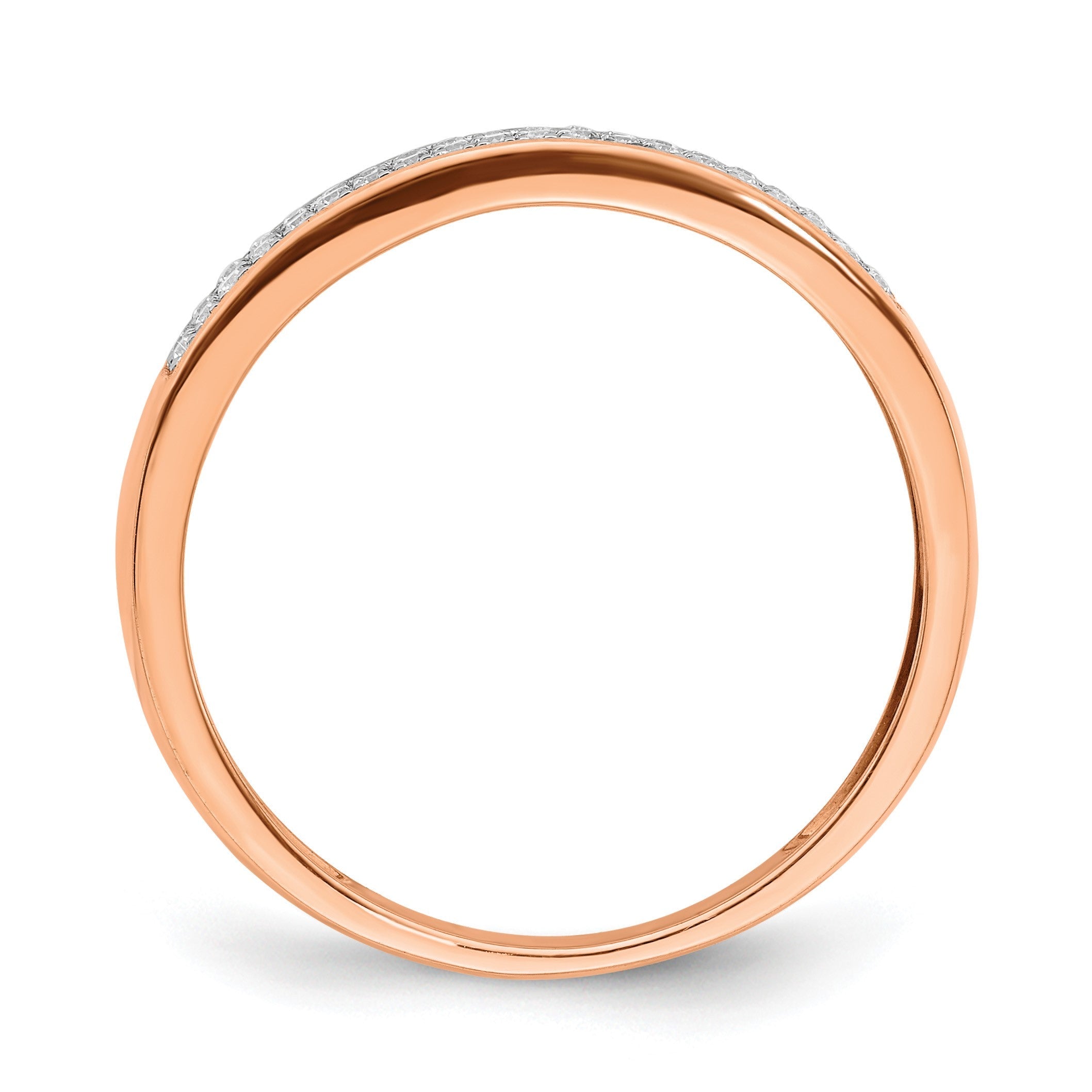 585 Gelbgold Damen-Ring mit 2 Reihen natürlicher Diamanten