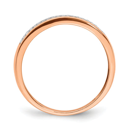 585 Gelbgold Damen-Ring mit 2 Reihen natürlicher Diamanten