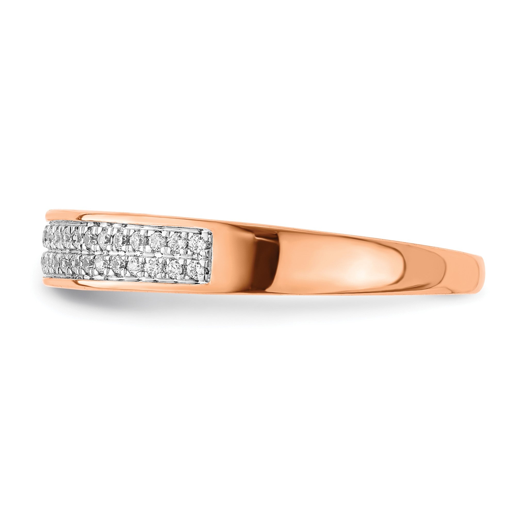 585 Gelbgold Damen-Ring mit 2 Reihen natürlicher Diamanten