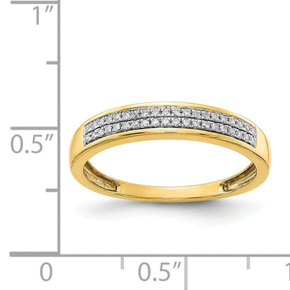 585 Gelbgold Damen-Ring mit 2 Reihen natürlicher Diamanten