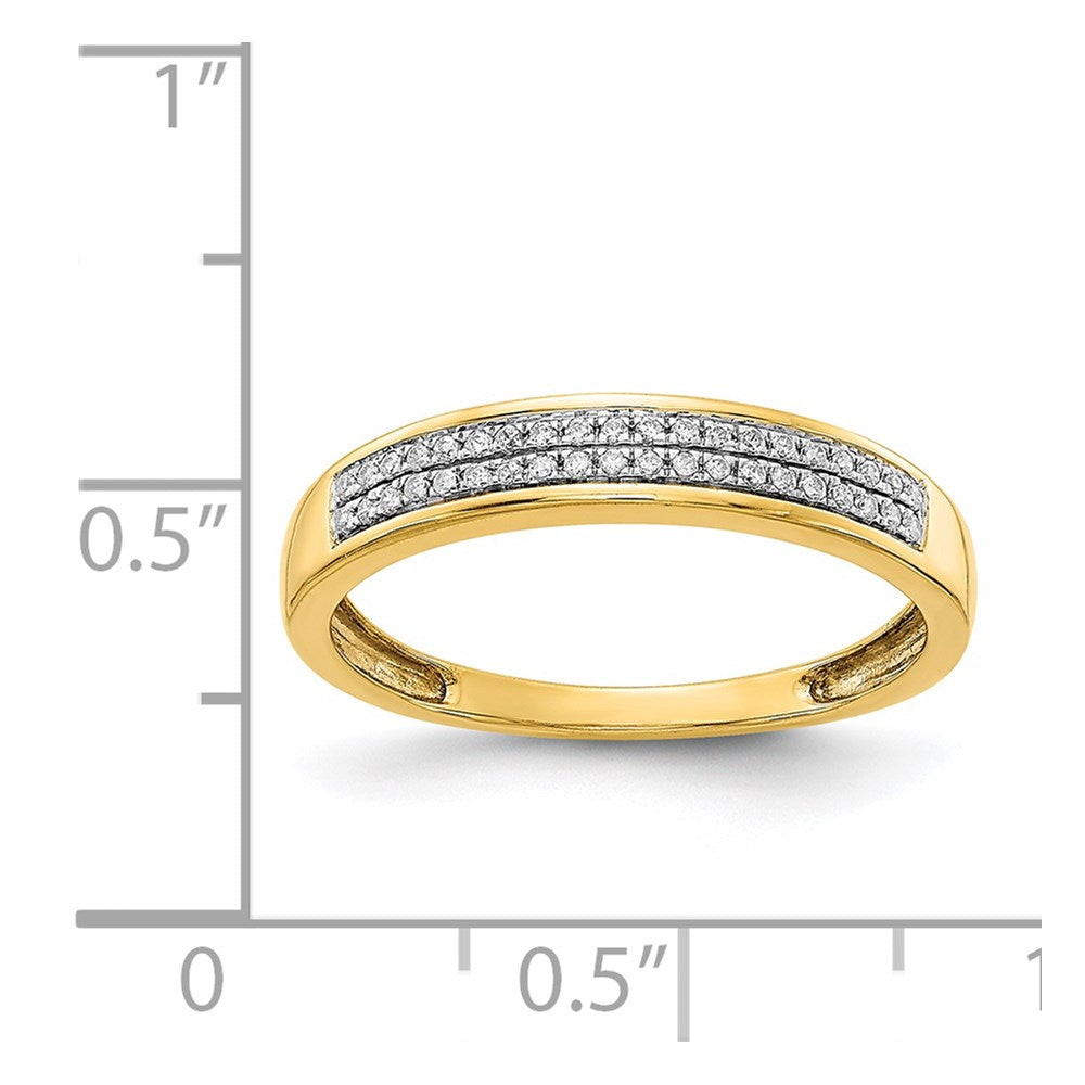585 Gelbgold Damen-Ring mit 2 Reihen natürlicher Diamanten