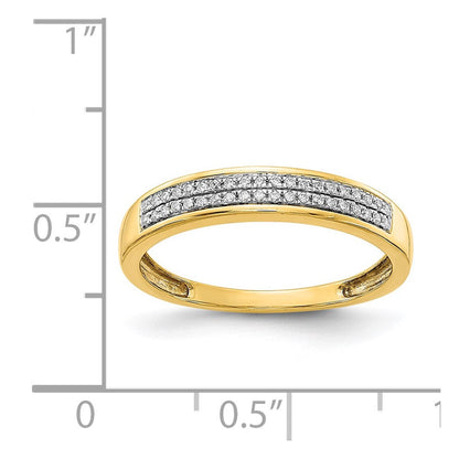 585 Gelbgold Damen-Ring mit 2 Reihen natürlicher Diamanten