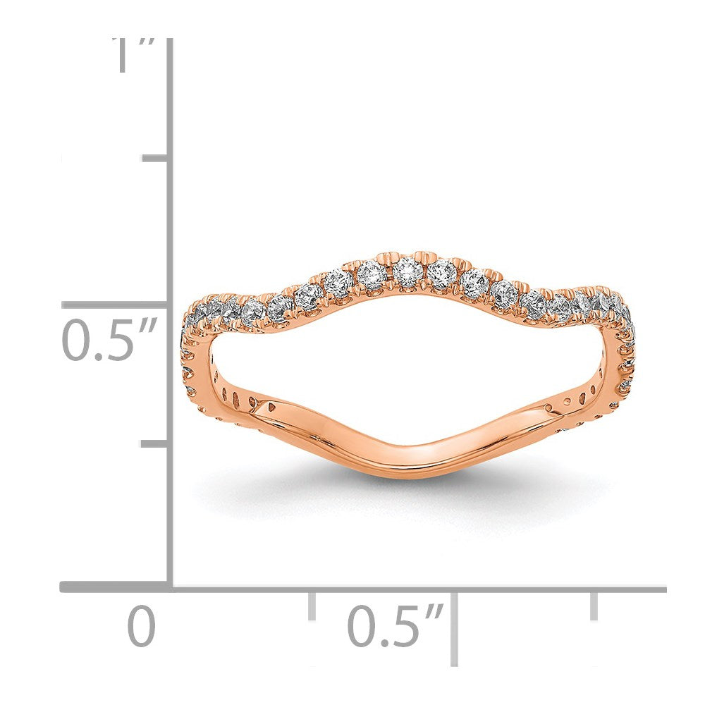14K Roségold Wellenring mit natürlichen Diamanten