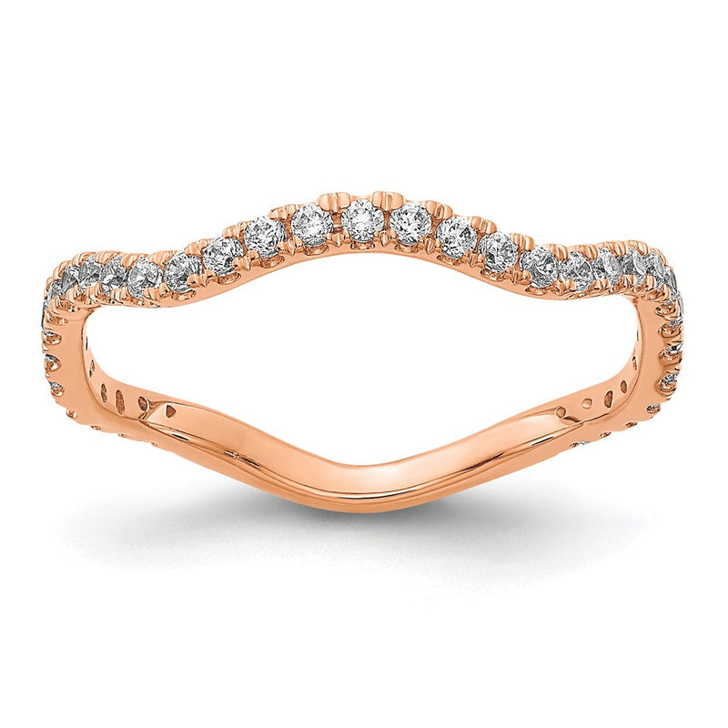 14K Roségold Wellenring mit natürlichen Diamanten