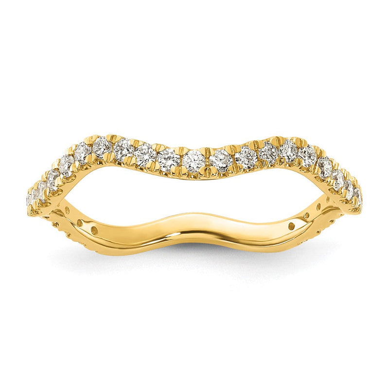 14K Gelbgold Wellenring mit natürlichen Diamanten
