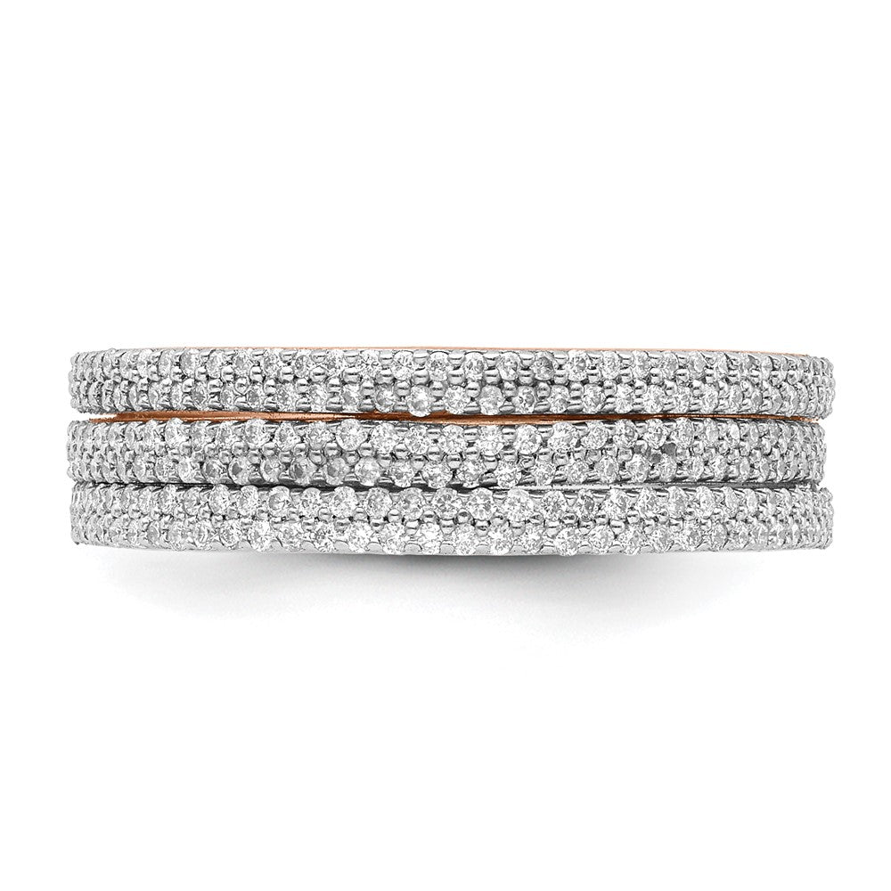 14K Tricolor-Gold Ring-Trio mit natürlichen Diamanten, stapelbar