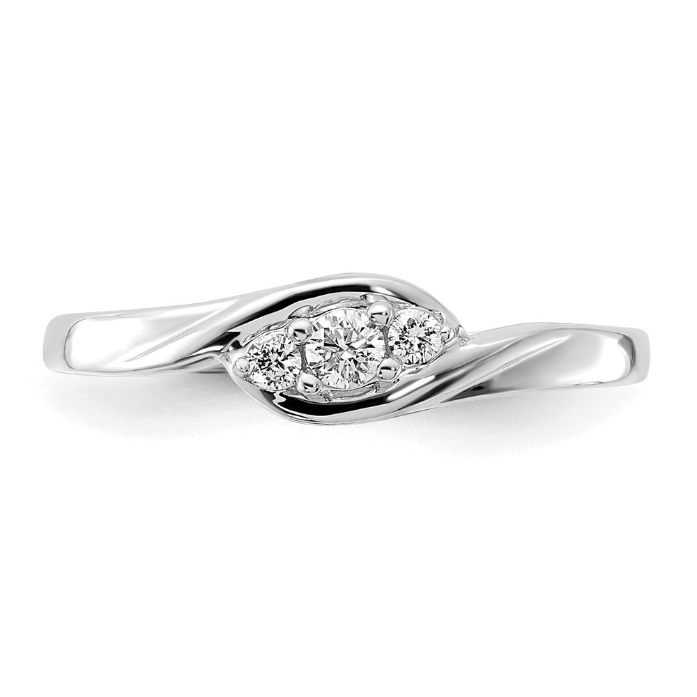 14K Weißgold Ring mit 0,1 ct. Laborgezüchteten Diamanten, VS/SI+ G+, komplett, Dreisteinfassung