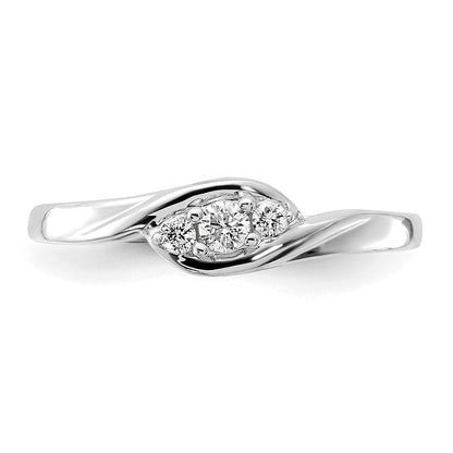 14K Weißgold Ring mit 0,1 ct. Laborgezüchteten Diamanten, VS/SI+ G+, komplett, Dreisteinfassung