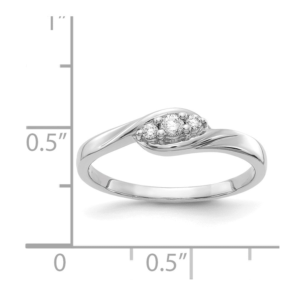 14K Weißgold 3 Stein Diamant Ring