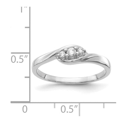 14K Weißgold 3 Stein Diamant Ring