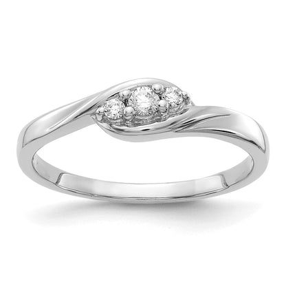 14K Weißgold Ring mit 0,1 ct. Laborgezüchteten Diamanten, VS/SI+ G+, komplett, Dreisteinfassung