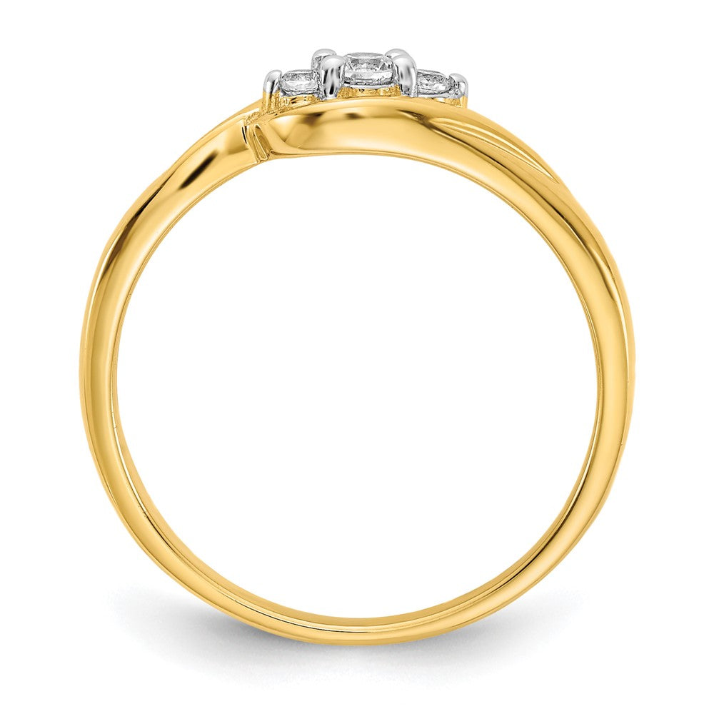 14K Gelbgold Ring mit 0,10 ct. Laborgezüchteten Diamanten VS/SI+ G+, Drei-Steine-Fassung
