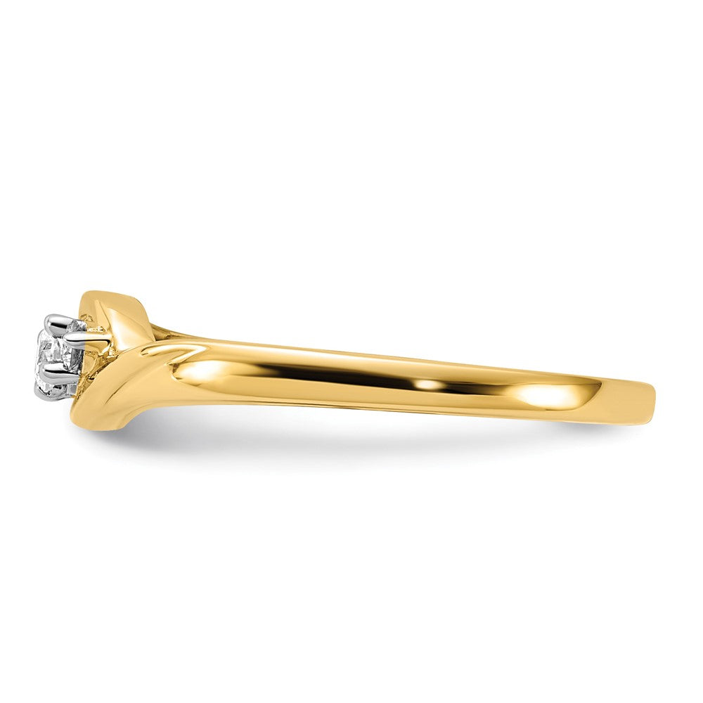 14K Gelbgold Ring mit 0,10 ct. Laborgezüchteten Diamanten VS/SI+ G+, Drei-Steine-Fassung