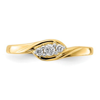 14K Gelbgold Ring mit 0,10 ct. Laborgezüchteten Diamanten VS/SI+ G+, Drei-Steine-Fassung