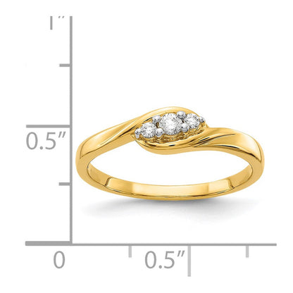 14K Gelbgold Dreistein-Ring mit natürlichen Diamanten