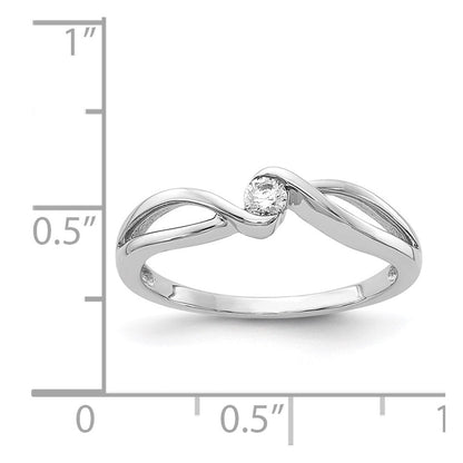 14K Weißgold 14kt Poliert Diamant Ring
