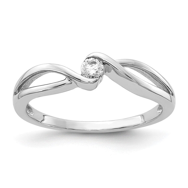 14K Weißgold Ring mit polierten natürlichen Diamanten