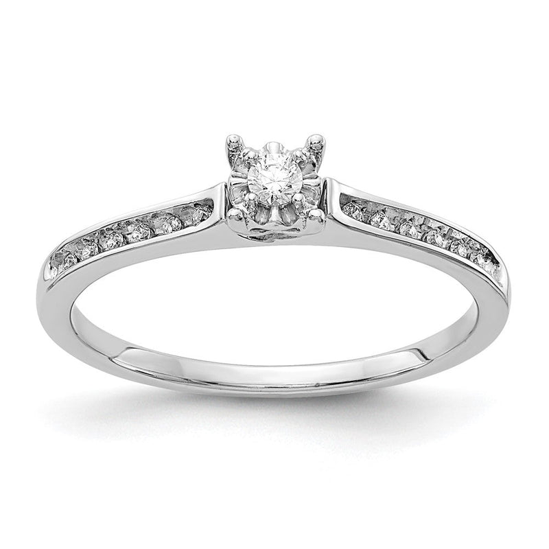 14K Weißgold Ring mit natürlichem Diamant