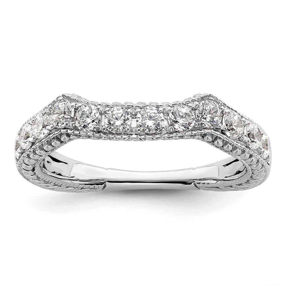 14K Weißgold Ehering mit echten Diamanten