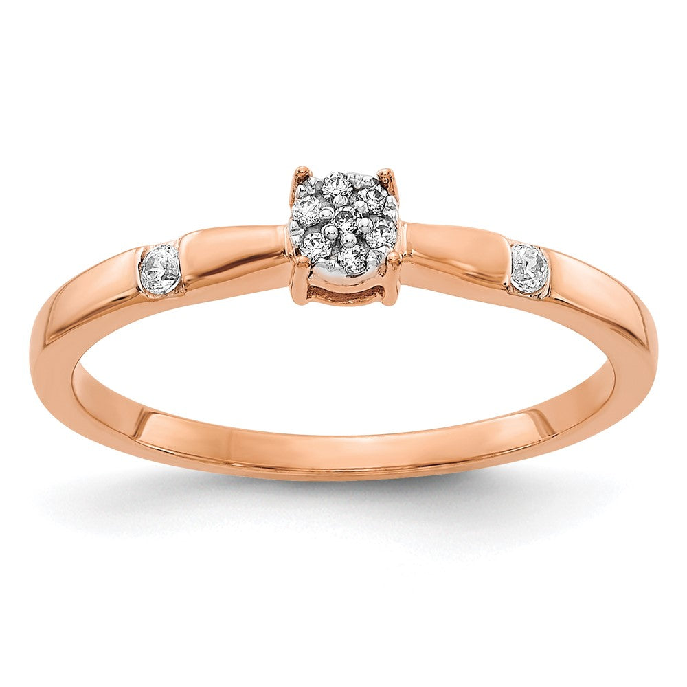 14K Roségold Diamant-Cluster-Ring mit echten Diamanten