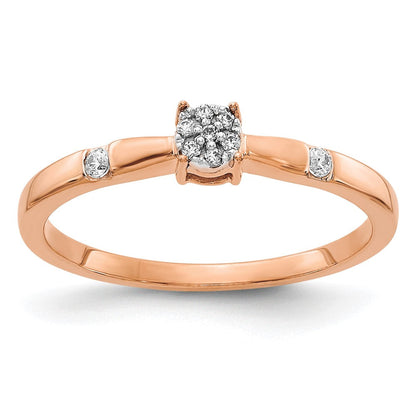 14K Roségold Diamant-Cluster-Ring mit echten Diamanten
