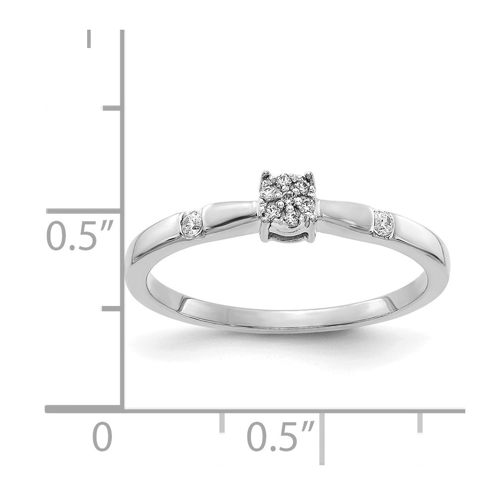 14K Weißgold Ring mit echten Diamanten im Cluster-Design